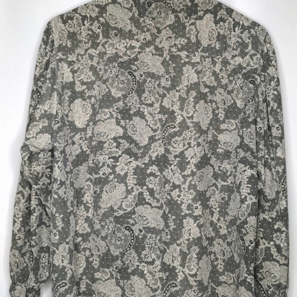 VINTAGE Paul Stanley Silk Puff Sleave Blouse w/ Covered Buttons Size 12 - Picture 5 of 7